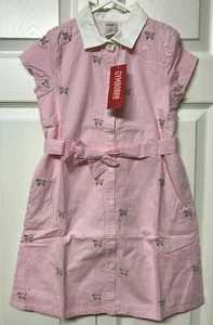 GYMBOREE NWT Embroidered Puppy Dog Belted Shirt Dress size 7 yrs Easter Dress-Up - Picture 1 of 3