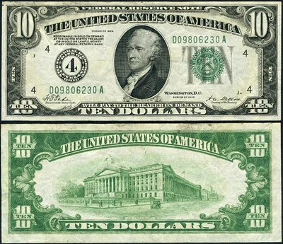 FR. 2000 D $10 1928 Federal Reserve Note Cleveland D-A Block VF+ - Image 1 of 3