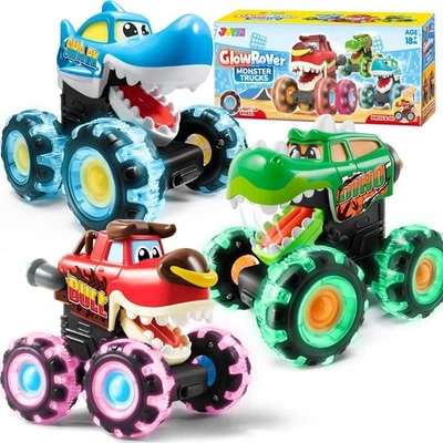 3 Pack Monster Truck Toys for Boy Girl Age 1 2 3 4 5 6, Motion Activated Light-U - Image 1 of 4