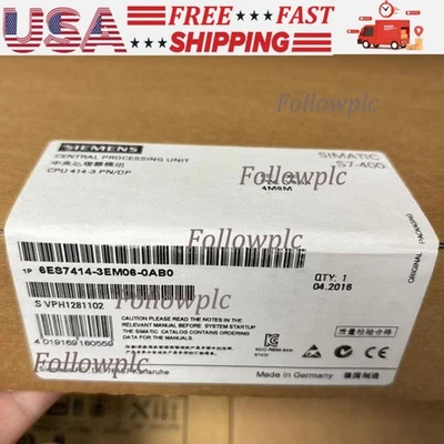 New SIEMENS 6ES7414-3EM06-0AB0 6ES7414-3EM06-0AB0 CPU Unit FREE SHIPPING - Image 1 of 4