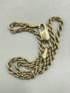 VTG 14k 585 Yellow Gold Solid Rope Chain Bracelet 7.5” Fine Estate Jewelry - Picture 1 of 4