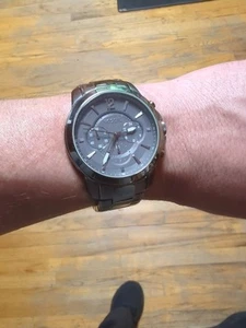Fossil FS4584 Grant Men's Watch Chronograph Gunmetal Stainless Steel New Battery - Picture 1 of 11