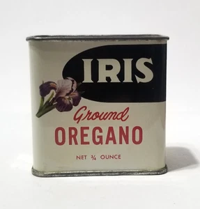 Vintage Iris gemahlen Oregano Gewürzdose Los Angeles CA Sammlerstück Werbung - Bild 1 von 7