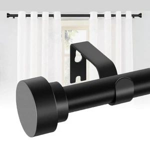 : Modern Matte Black Curtain Rod - Adjustable 66-120 Inches | Telescopic & He... - Picture 1 of 9