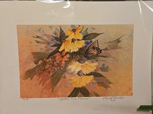 "Gelbe Kegelblumen" signierter Druck Gerald Yustick 10,5 x 14" LFG0001 - Bild 1 von 2
