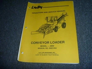 Lee Boy 2800 Conveyor Loader Operator & Service Repair Manual No. 28001094 xz - Picture 1 of 1