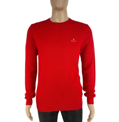 Gant Homme Rouge Coton Piqué Pull Col Rond Taille M - Photo 1/4