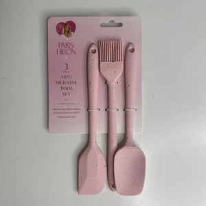NWT PARIS HILTON 3 PIECE Mini Silicone Tool Set Nonstick Baster Spatula Spoon - Picture 1 of 11