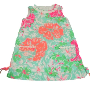Lilly Pulitzer Girls Shift Dress Size 5 Blue Green Pink Orange Floral Sleeveless - Picture 1 of 3