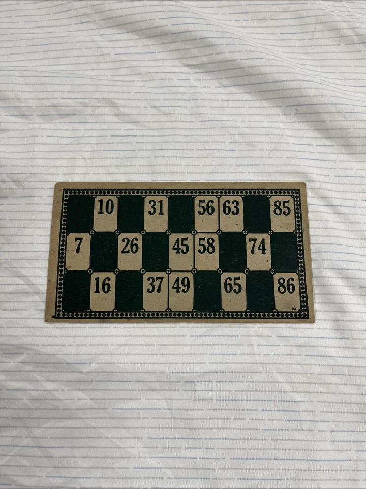 Tarjeta de juego Parker Bro’s Lotto de cartón verde vintage Foto 1 de 4