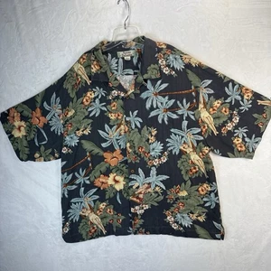 Tommy Bahama Hemd Herren XL grau & blau Blumen Seide Kurzarm Hawaii Tropical - Bild 1 von 12