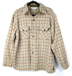 Woolrich Woolen Vintage beige kariert mit grünen & rostfarbenen Knöpfen Holzfällerhemd Gr. XL - Bild 1 von 5
