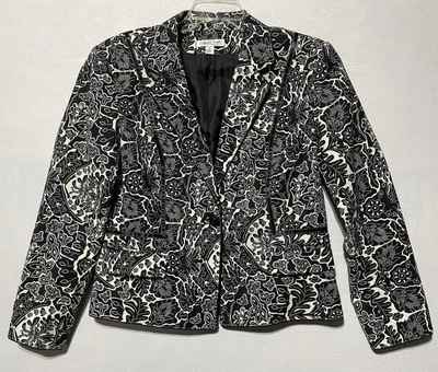 Coldwater Creek Blazer Womens Jacket Lined Black White  Stretch MEDIUM - Image 1 of 4