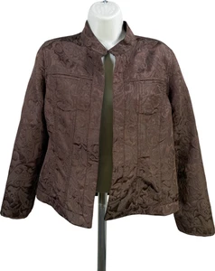 Chico’s leichte Damenjacke braun Blumenmuster vorne offen – 1/US 8 - Bild 1 von 3