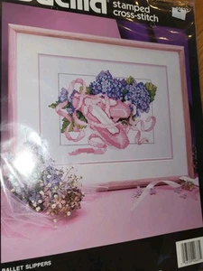 Bucilla Ballet Slippers Stamped Cross Stitch Kit 12" x 9" - Picture 1 of 4