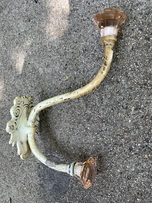 Cabides de gancho vintage estilo vitoriano metal e vidro rosa casaco de parede chapéu - Imagem 1 de 4
