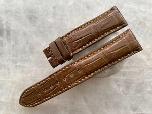 20mm/18mm Brown Alligator Crocodile Print Leather Watch Strap Band - Afbeelding 1 van 1