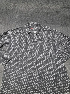 Camisa de vestir JF J Ferrar para hombre XL negra blanca con estampado de tigre ajustada elástica Foto 1 de 4