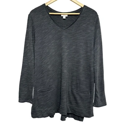 Top túnica de algodón manga larga con cuello en V J.Jill para mujer XL bolsillos pequeños relajado Foto 1 de 4