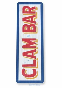 CLAM BAR 11X4 TIN SIGN HOME GARAGE REPRODUCTION TIN SIGN RUSTIC SEAFOOD GRILL  - Picture 1 of 1