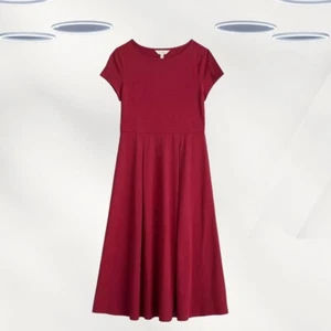 Ex Seasalt Women's Organic Cotton Jersey Midi Dress in Dark Red (Defect) - Picture 1 of 3