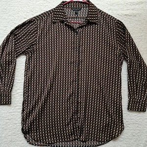 Uomo Banana Republic abbottonato marrone nero stampa geometrica 100% poliestere - Foto 1 di 7