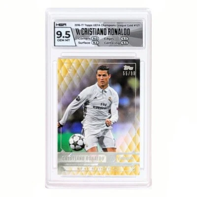HGA 9.5 Gem Mint 2016 Topps UCL Showcase #157 Cristiano Ronaldo Gold /99 (Pop 1) - Image 1 of 2