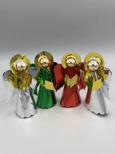 VTG Lot 4 Foil Caroling Angels 2 Silver 1 Red 1 Green 3-3/4 Inches Tall - Picture 1 of 9