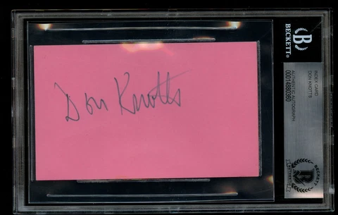 Don Knotts d2006 signed autograph 3x5 card Barney Fife on The Andy Griffith BAS Cover