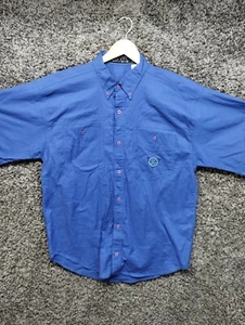 Vintage Bugle Boy Shirt Adult XL Blue Short Sleeve Double Pocket 90s Y2K - Picture 1 of 6