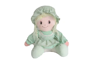 MUÑECA Pan de Azúcar Suave 1988 Muñeca de Relleno Sentado en Verdes - Imagen 1 de 12