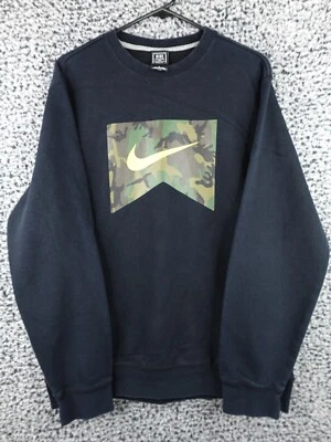 Nike Sweatshirt Mens L Black Camouflage Fleece Crew Neck Pullover Skateboarding - Image 1 of 4
