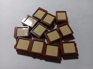 LEGO BULK LOT 12 REDDISH BROWN WINDOW 1X2X2 FLAT FRONT TAN GLASS PANES #60592 - Picture 1 of 1