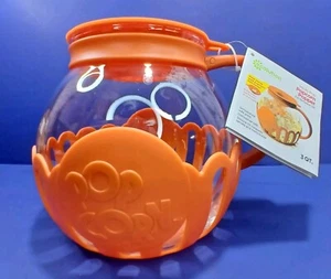 Microwave Popcorn Popper 3qt Ecolution Micro-Pop Temperature Safe Glass Orange - Picture 1 of 15