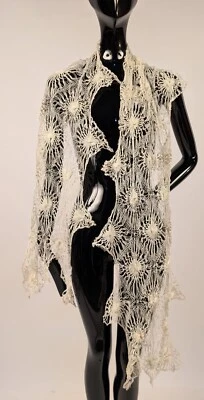 ANTIQUE VICTORIAN 19TH C HAND MADE HAIRPIN LACE RUNNER / STOLE FOR DRESS - Image 1 of 3