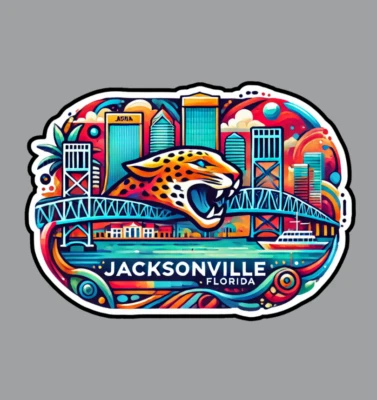 TEXAS HART DESIGNS Jacksonville Florida Fridge Magnet