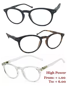 Small Round Matte Frame Reading Glasses John Lenon High Power From+1.00 to +6.00 - Picture 1 of 13