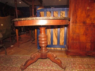 ancien gueridon Louis Philippe acajou ep 19 eme  marbre a gorges  - Photo 1/4