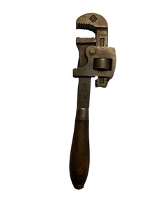 Vintage Stillson 8 Zoll Holzgriff geschmiedeter Stahl Rohrzange sehr guter Zustand - Bild 1 von 5