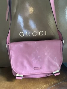 Gucci Imprime Pink Messenger Bag Vinyl Leather - Picture 1 of 9