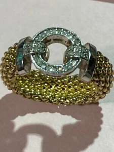 Macys Diamond Mesh & Circle Accent Ring (Vermeil & Sterling Silver) size 7.5 - Picture 1 of 10