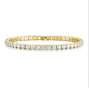 Cubic Zircon Ice Bracelet Unisex Luxury Stainless Steel Gold Silver Plated - Picture 1 of 6