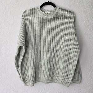 Rag & Bone S Riley Sweater Sage Green Open Knit Crew Neck Cotton Blend Pullover - Picture 1 of 6