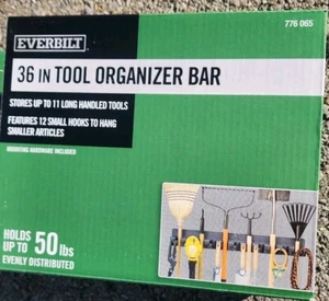 36in Garage Garden Tool Organizer Black 36  In Wall Mount 50lb 12 Hooks 11 Handl - Picture 1 of 6