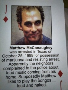 RARE 2003 STARZ BEHIND BARZ MATTHEW MCCONAUGHEY PLAYING CARD ~ MUG SHOT