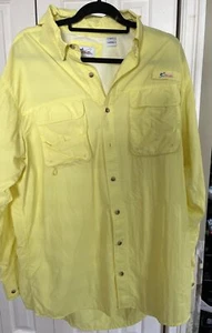 World Wide Sportsman Men Shirt Large XLT Yellow Fishing Outdoor Vented Back - Picture 1 of 7