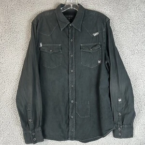 Zoo York Y2K Men's Large Long Sleeve Button Western Shirt Embroidered Rockabilly - Picture 1 of 6