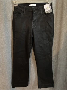Nine West Jeans Women 6 Black Kick Flare Coated Shiny High Rise Stretch NEW C130 - Picture 1 of 8