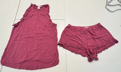 EBERJEY Conjunto de Pijama Corto Corto Pijama Rosa Rojizo XS Cómodo Acogedor Foto 1 de 4