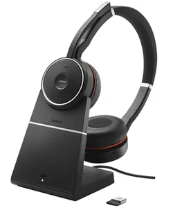 Jabra Evolve 75 UC Stereofoniczny bezprzewodowy zestaw słuchawkowy ze stojakiem Chharging - certyfikowany refrb - Zdjęcie 1 z 3